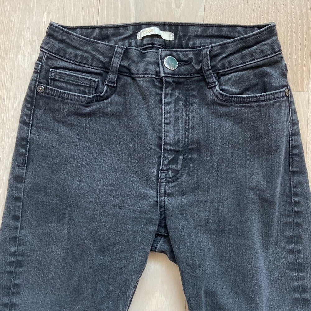 Maje low waist skinny stretch black jeans, size 34 XS waist 24